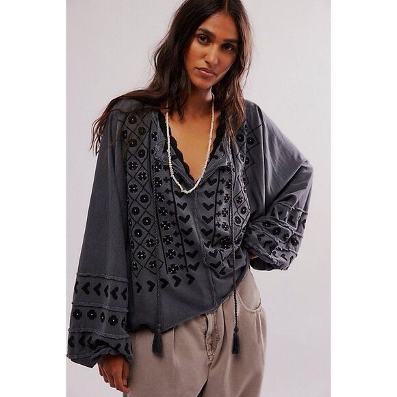 Free People Savannah Embroidered Top - Picture 1 of 7